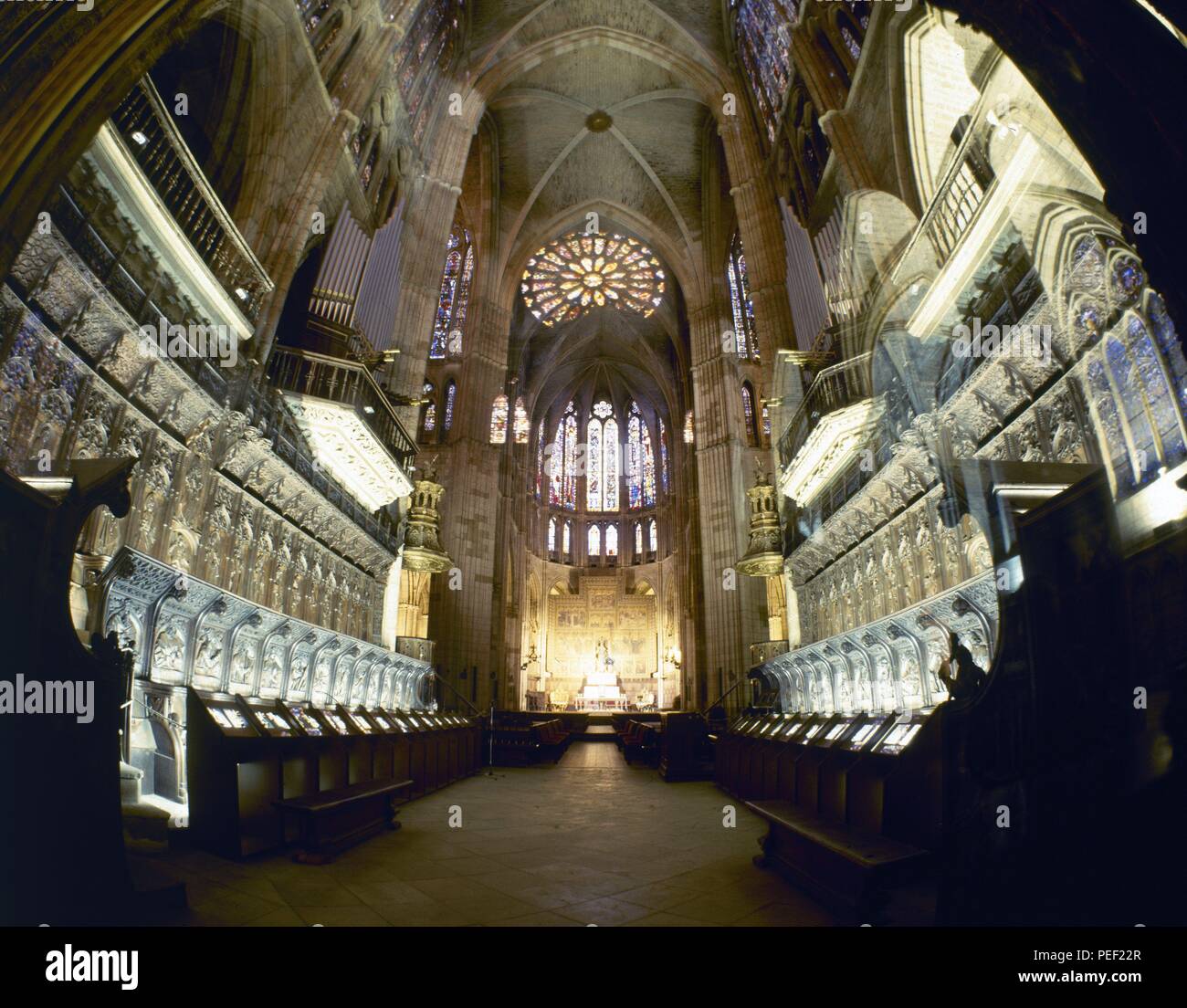 CORO DE LA CATEDRAL DE LEON - SIGLO XV - Gotico flamenco. Autore: MALINAS JUAN. Posizione: CATEDRAL-interno, LEON, Spagna. Foto Stock