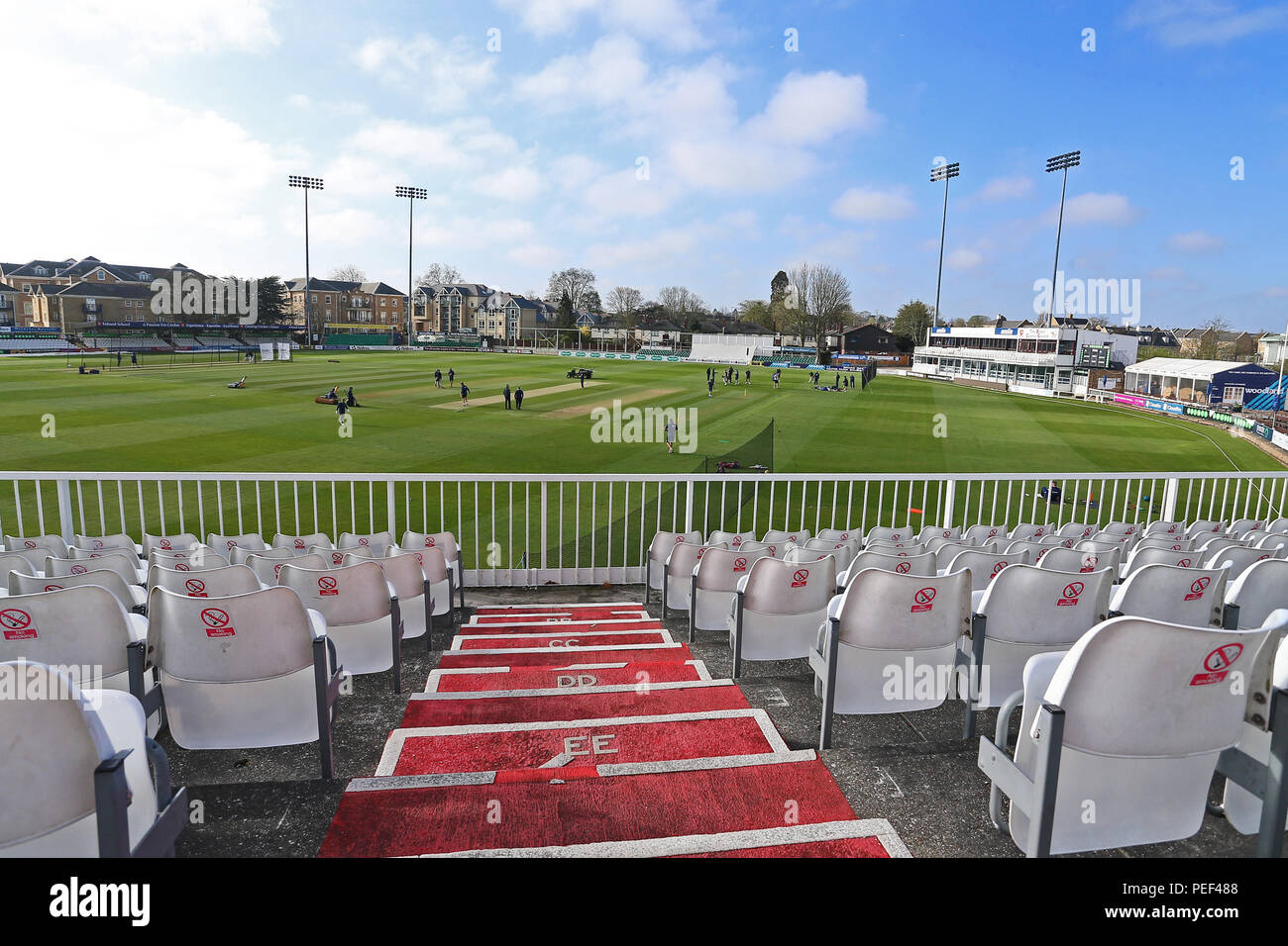 Vista generale del terreno durante la Essex CCC vs Durham MCCU, inglese MCC Università Match Cricket al Cloudfm County Ground il 2 aprile 2017 Foto Stock