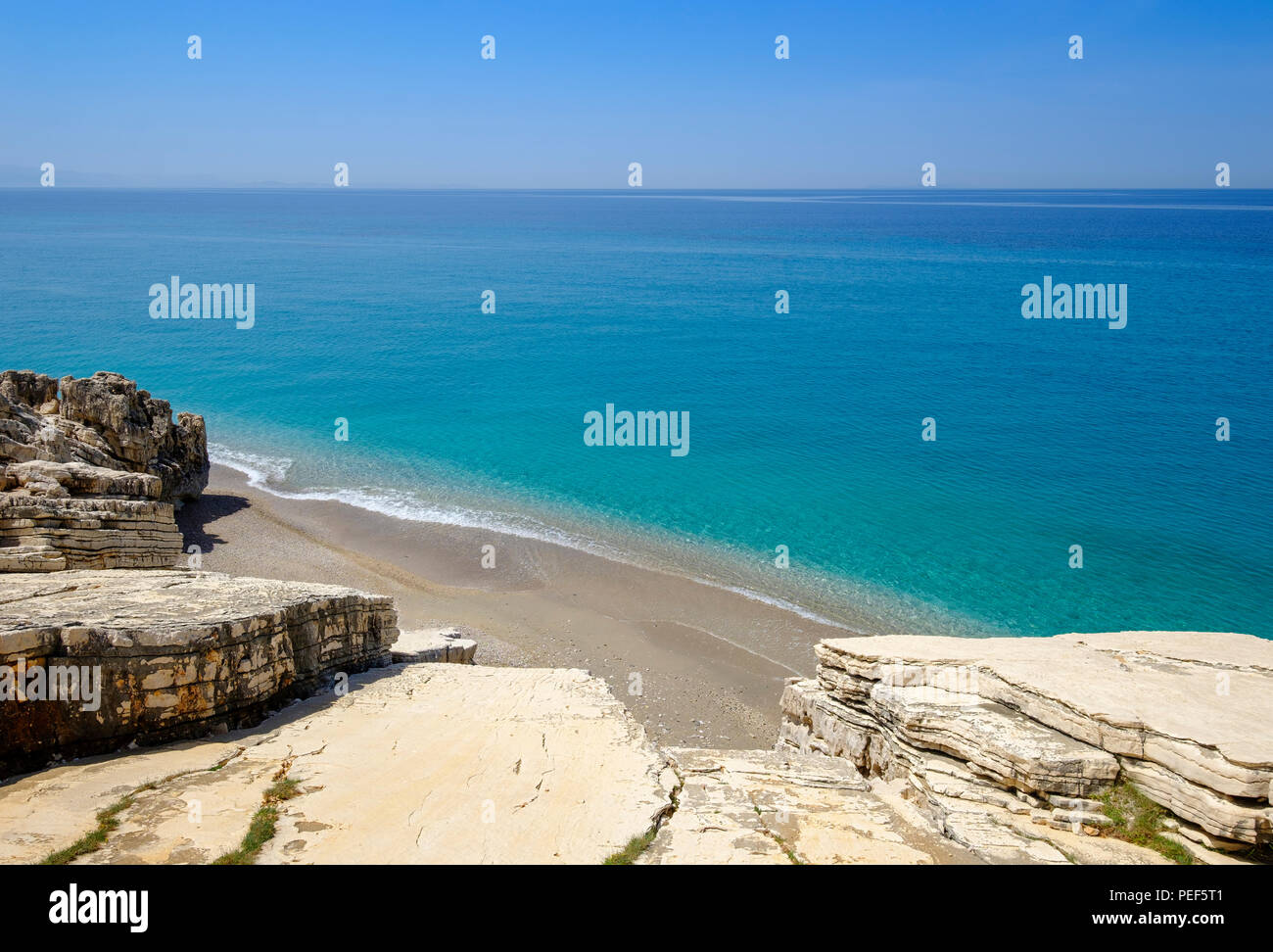 Piccola Spiaggia Di Sabbia Costa A Sud Di Lukova Albanese