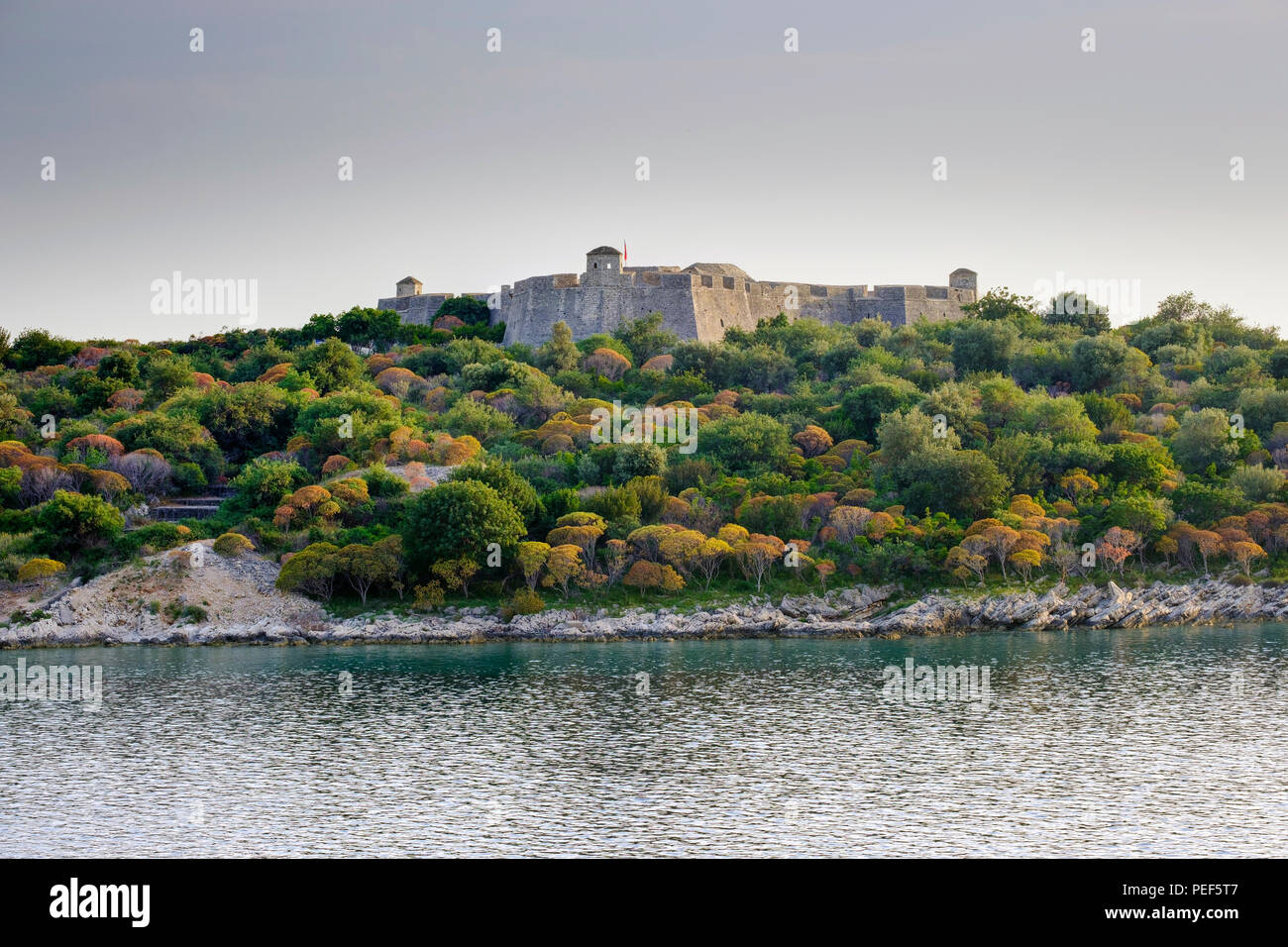 Fortezza di Porto di Palermo, Kalaja e Porto Palermos, vicino a Himara, Albanese Riviera, Qark Vlora Albania Foto Stock