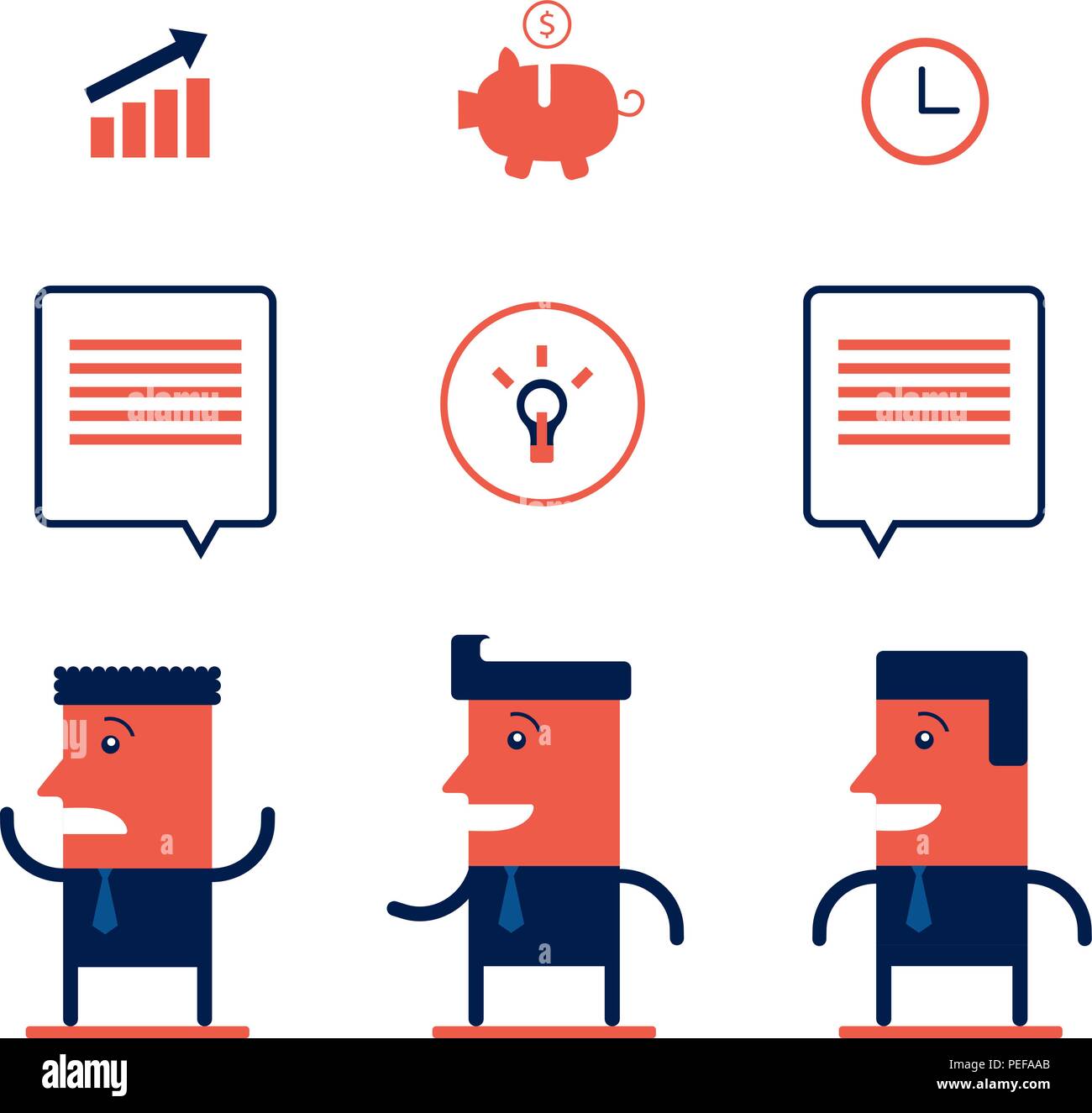 Set di imprenditore e icone di business appartamento moderno stile di design Illustrazione Vettoriale