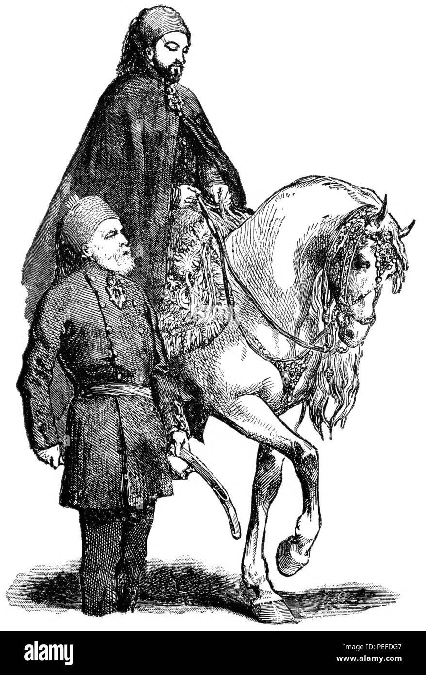 Il sultano di Turchia, 1880, illustrazione, Classico portafoglio di vettori primitivi, da Marshall M. Kirman, ferroviarie del mondo Publ. Co., illustrazione, 1895 Foto Stock