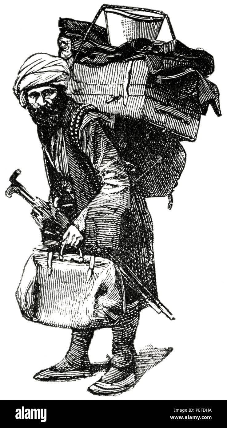 Un portiere, Costantinopoli, illustrazione, Classico portafoglio di vettori primitivi, da Marshall M. Kirman, ferroviarie del mondo Publ. Co., illustrazione, 1895 Foto Stock