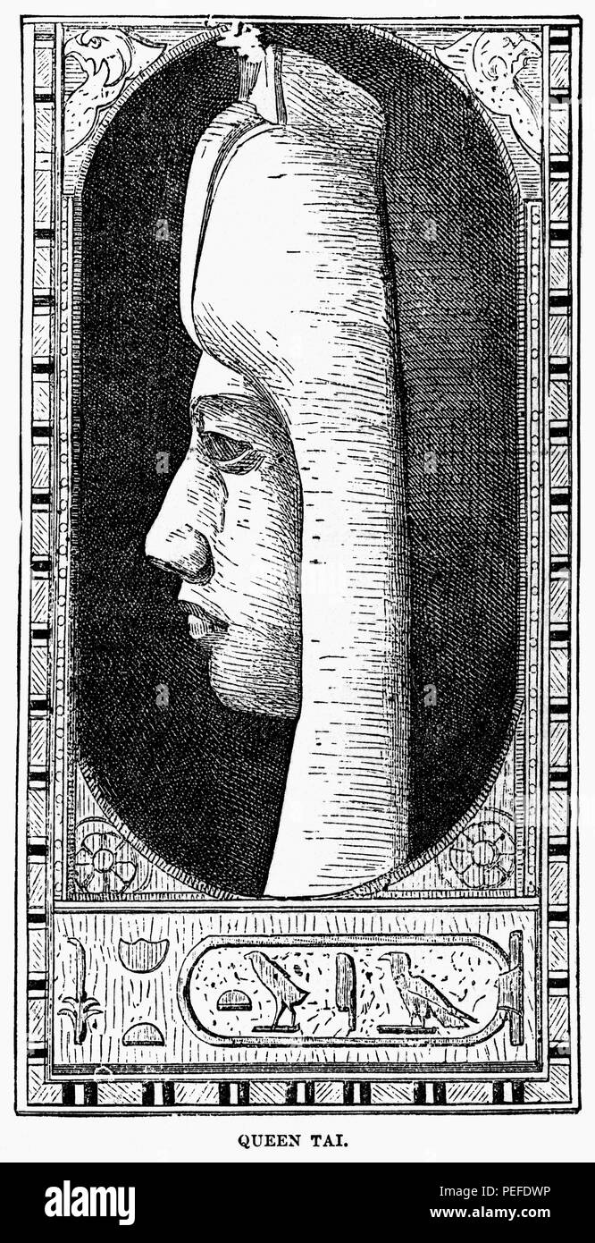 Regina Tai di Egitto, moglie di Seti I, nipote di Amenofi III, madre di Ramses II, illustrazione, encyclopaedia - Wikizionario della storia universale, Volume 1, il mondo antico, da John Clark Ridpath, la Jones Fratelli Publishing Company, 1885 Foto Stock