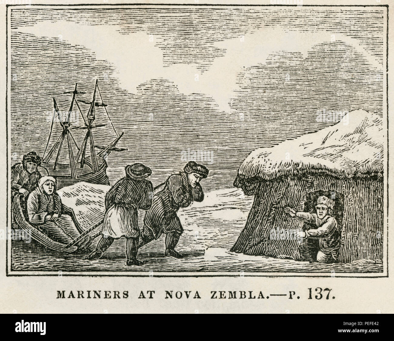 I marittimi a Nova Zembla, illustrazione dal libro, Cabinet storico, LATO SINISTRO Giovane Editore, New Haven, 1834 Foto Stock