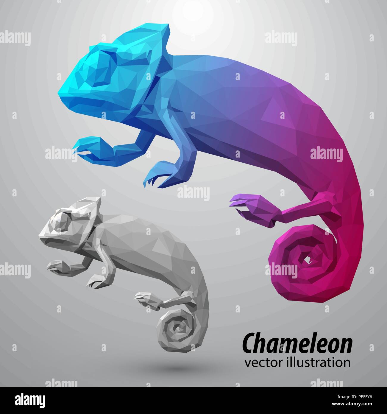 Chameleon da triangoli di colore. Illustrazione Vettoriale