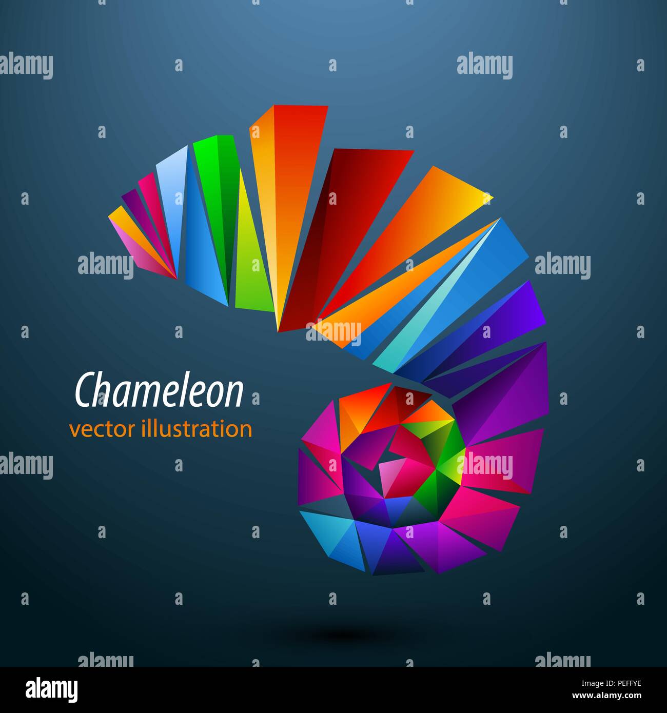 Chameleon da triangoli di colore. Il logo Illustrazione Vettoriale