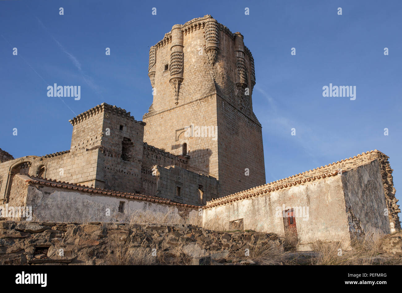 Imponente castello Belalcazar, con la più alta torre di mantenere della Penisola Iberica, Córdoba, Spagna Foto Stock