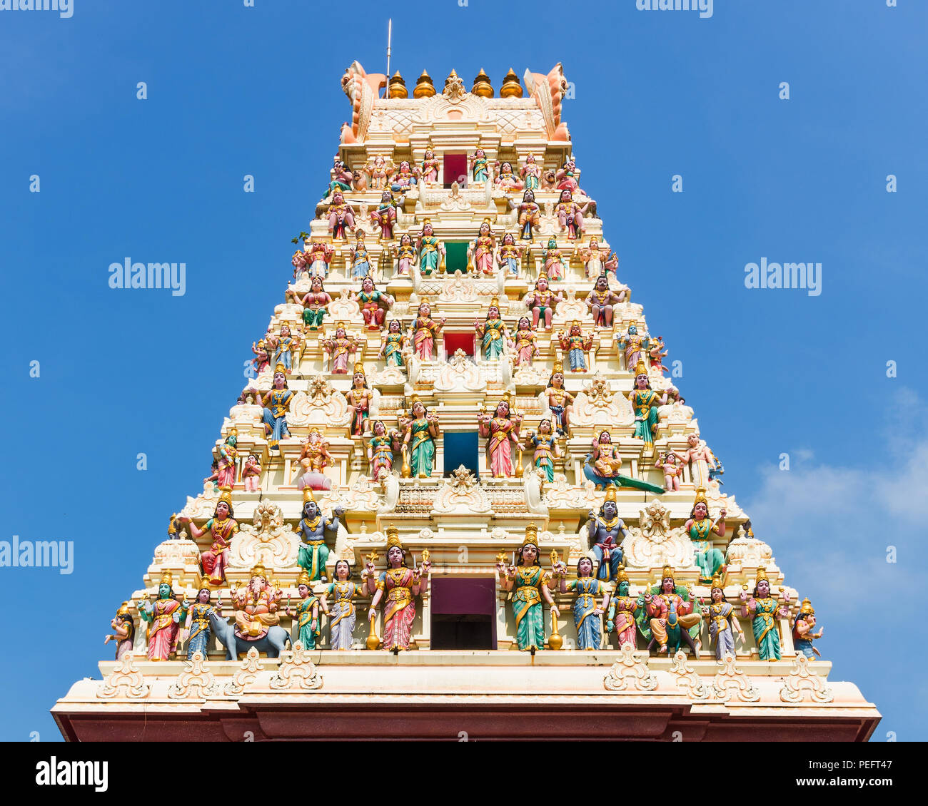 Tetto del Arulmigu Rajamariamman tempio, Johor Bahru, Malaysia Foto Stock