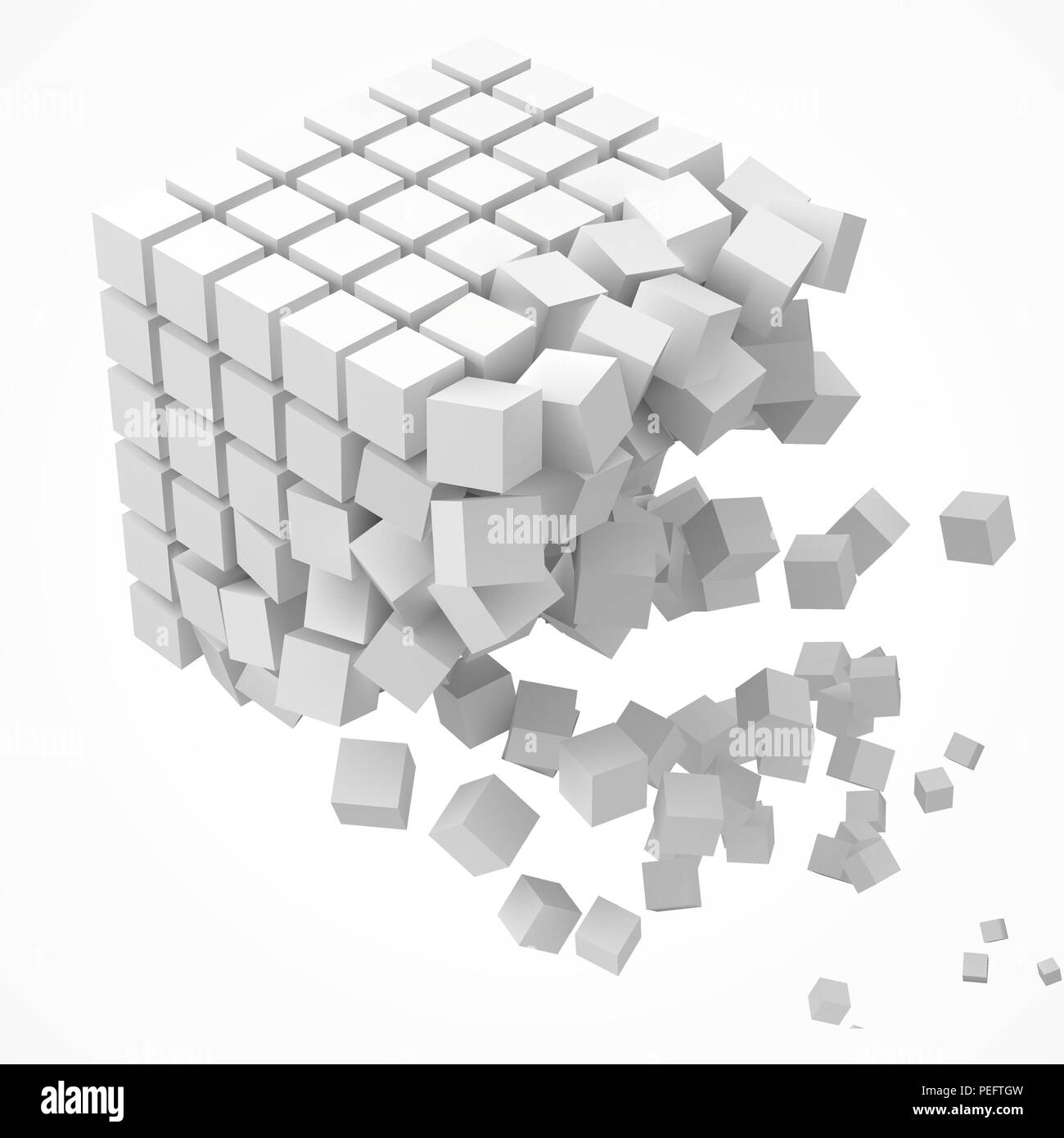 Piccoli cubi formanti un grande cubo. blockchain e grandi cncept dati. 3D stile illustrazione vettoriale. Illustrazione Vettoriale