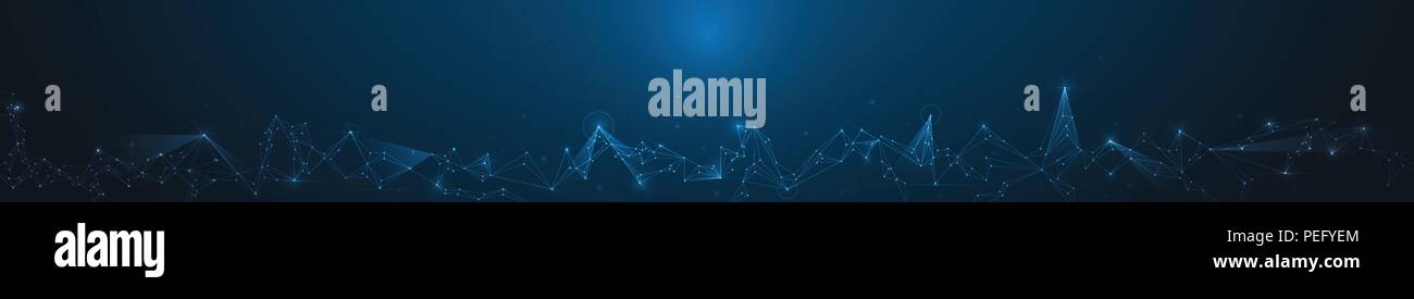 Abstract molecole banner con la Circle Line, geometrica poligono,Modello Triangolo. Il design del vettore di comunicazione di rete sulla tecnologia blu scuro backgrou Illustrazione Vettoriale