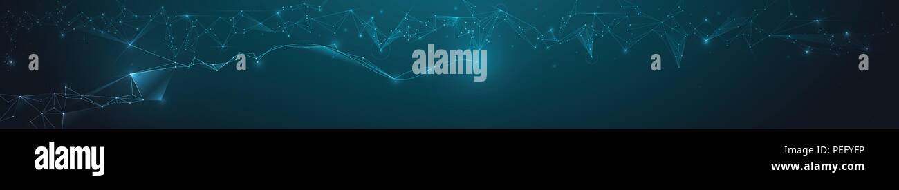 Abstract molecole banner con la Circle Line, geometrica poligono,Modello Triangolo. Il design del vettore di comunicazione di rete sulla tecnologia blu scuro backgrou Illustrazione Vettoriale