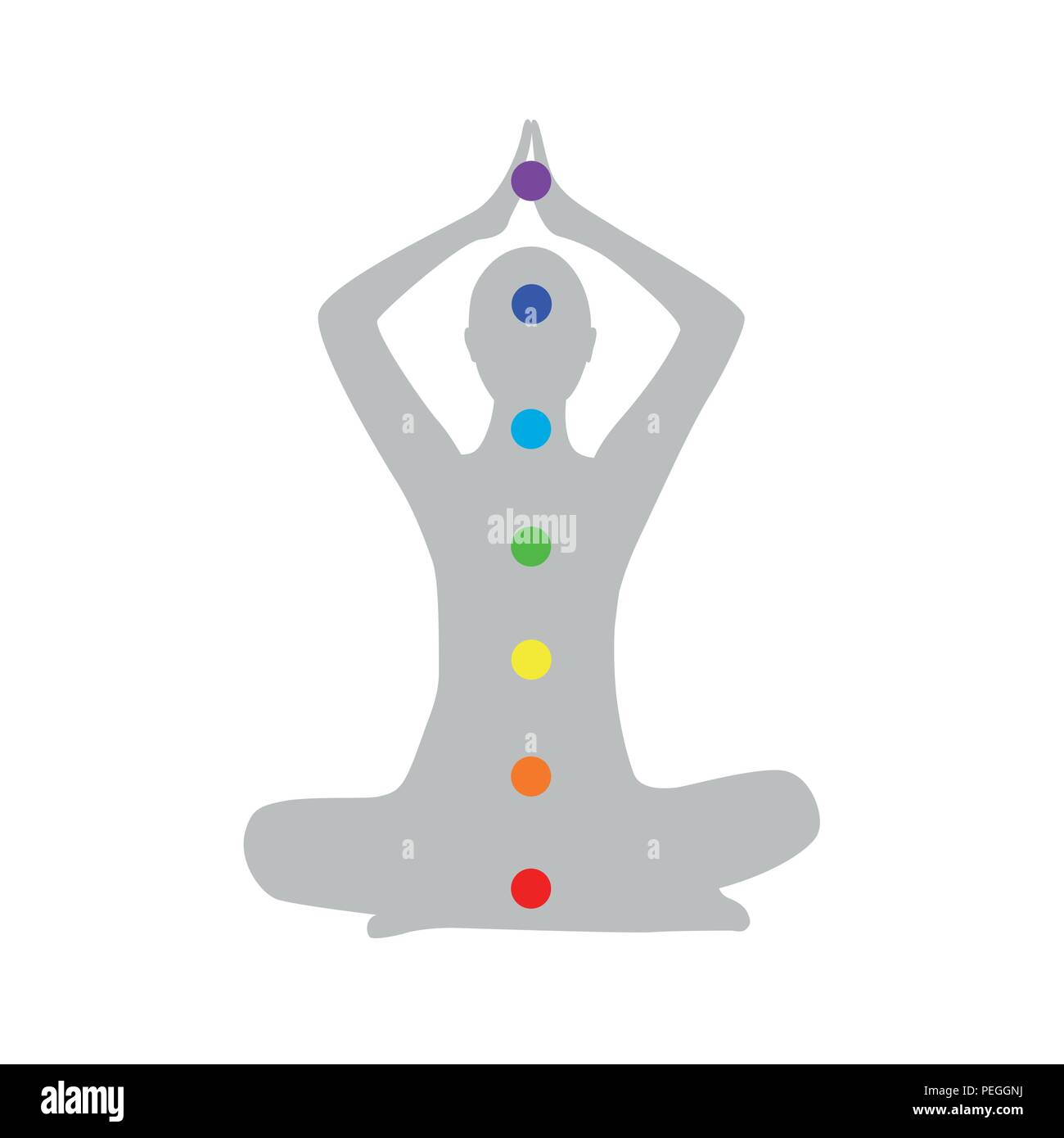 Persona di yoga in una lotus rappresentano silhouette punti chakra illustrazione vettoriale EPS10 Illustrazione Vettoriale