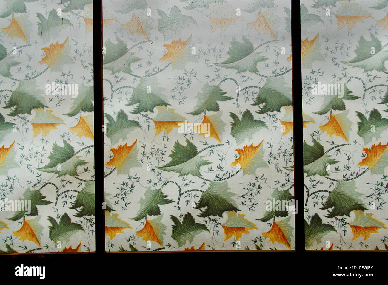 Design frondoso su semi trasparente in Perspex lastre di lamiera Foto Stock