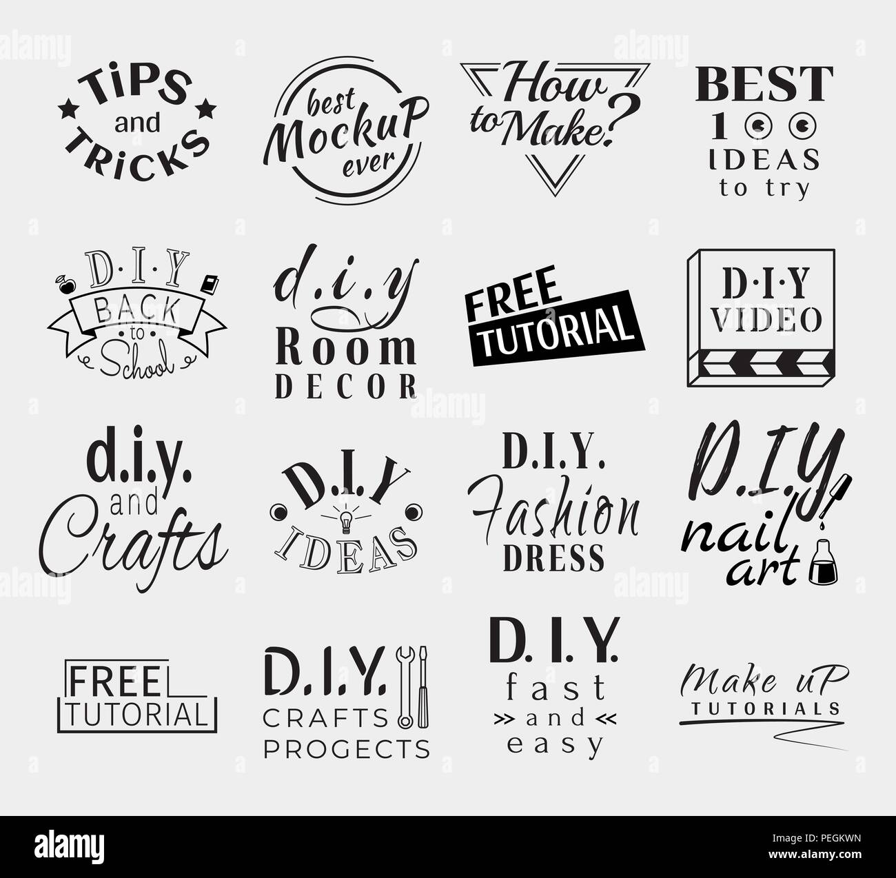 Vintage retrò etichette di vettore per banner, poster, volantini o il video fai da te canale Illustrazione Vettoriale