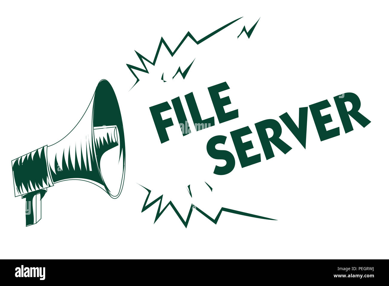 La scrittura della nota mostra File Server. Business photo presentazione di dispositivo che controlla l'accesso a separatamente i dati memorizzati nero altoparlante megafono importa Foto Stock