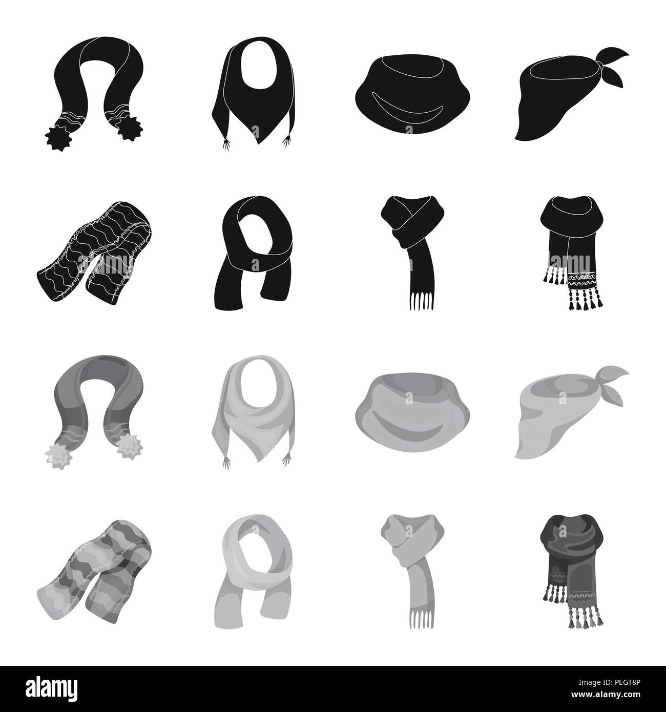 Vari tipi di sciarpe, foulard e scialli. Sciarpe e scialli set di icone di  raccolta in nero,monocromatico vettore stile simbolo illustrazione stock  Immagine e Vettoriale - Alamy