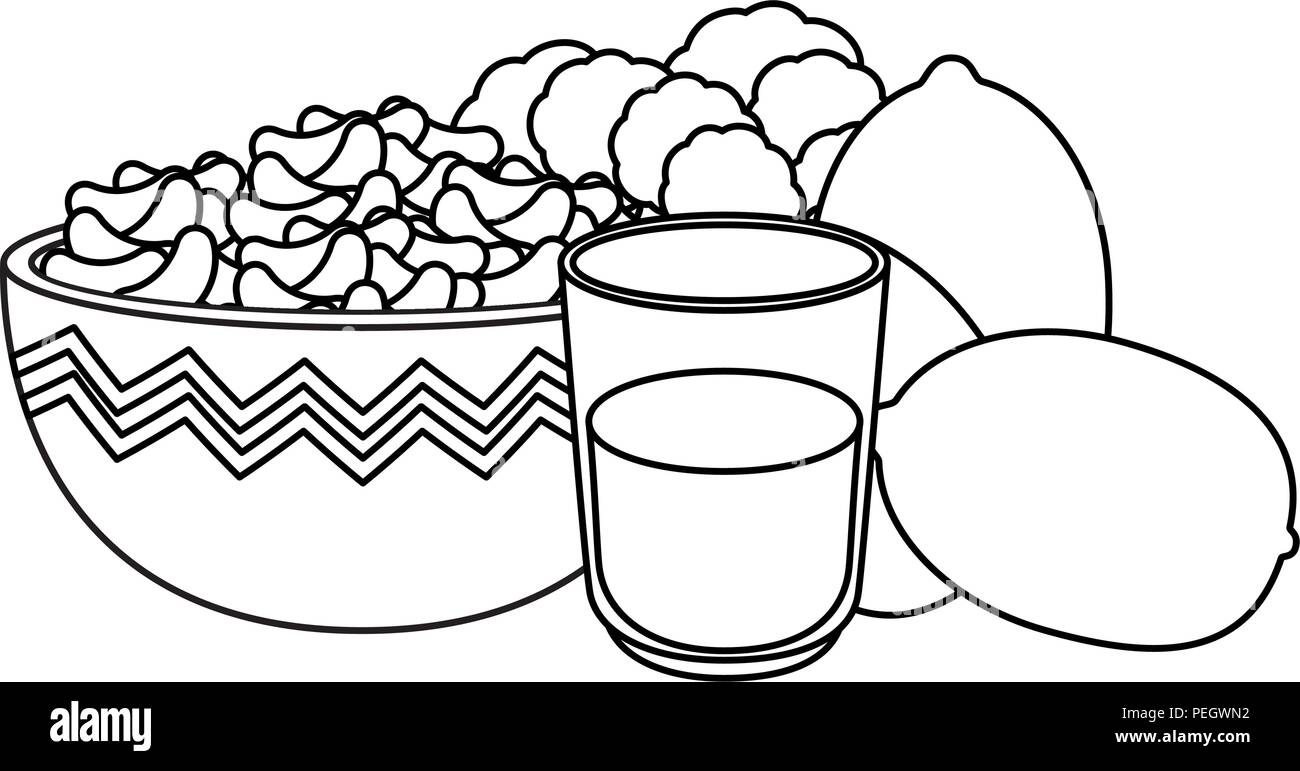 Recipiente da cucina con fagioli e limoni Illustrazione Vettoriale