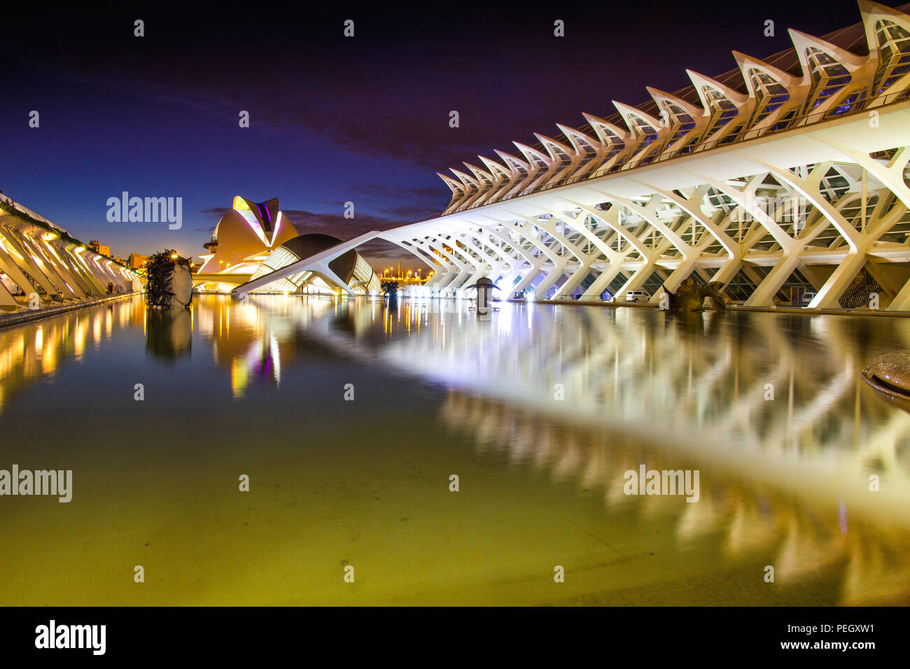 Città delle arti e delle Scienze di Valencia Foto Stock