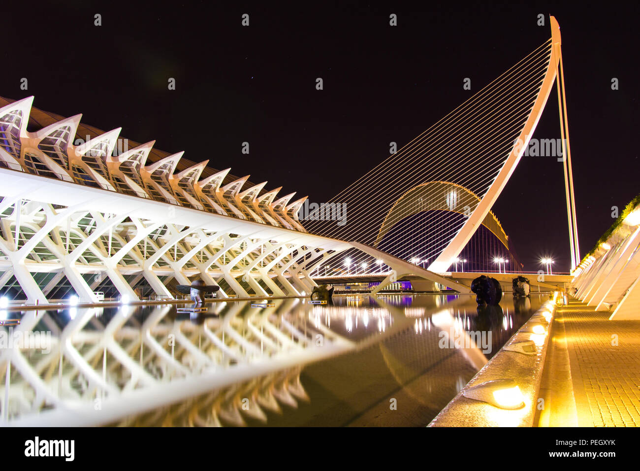 Città delle arti e delle Scienze di Valencia Foto Stock