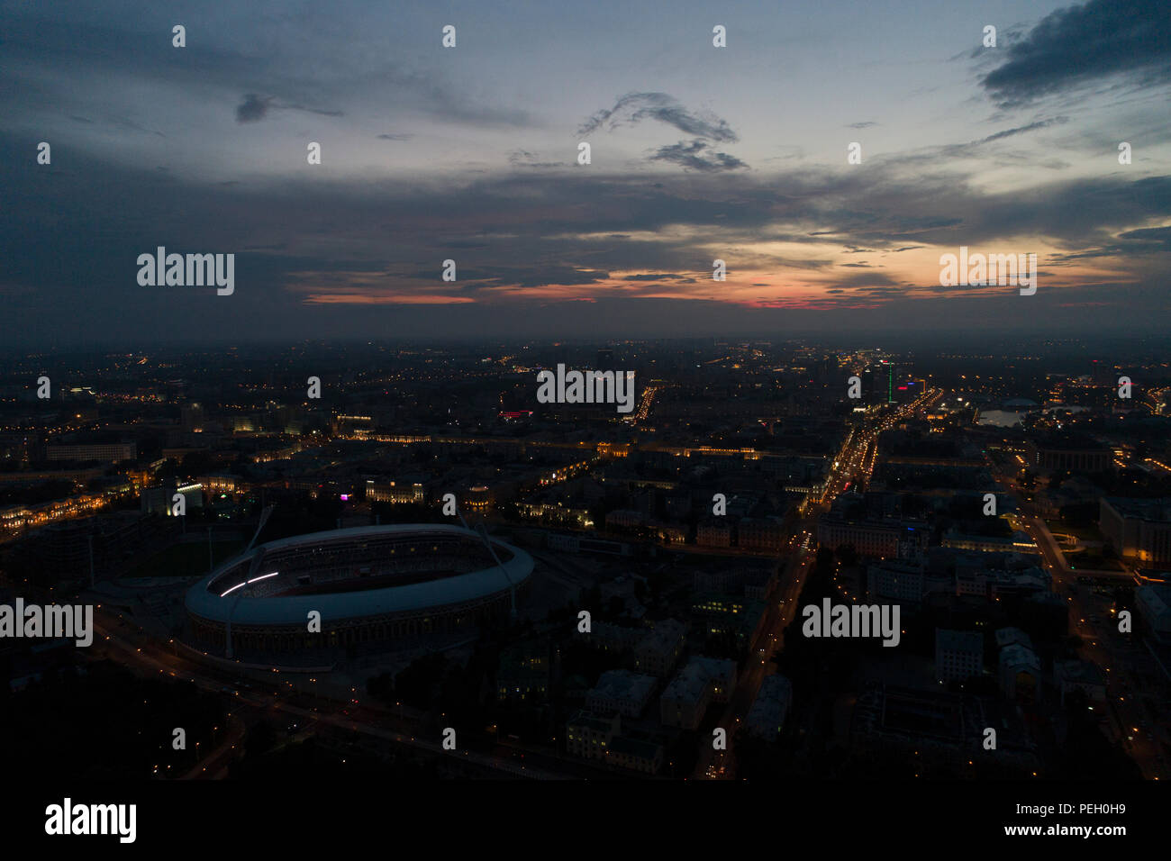 Minsk, Bielorussia, 14 agosto 2018 - Stadio Olimpico Nazionale Dinamo è un multi-purpose il calcio e lo stadio di atletica a Minsk, Bielorussia, ha riaperto dopo un Foto Stock