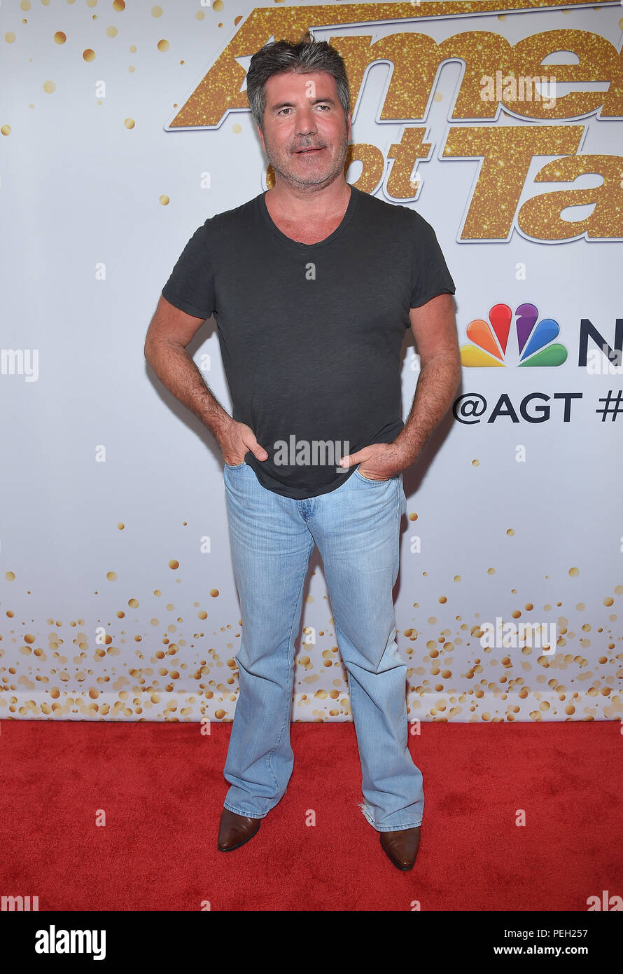 Hollywood, California, USA. 14 Ago, 2018. Simon Cowell arriva per il "America's Got Talent' Live Show di screening e tappeto rosso al Teatro Dolby. Credito: Lisa O'Connor/ZUMA filo/Alamy Live News Foto Stock