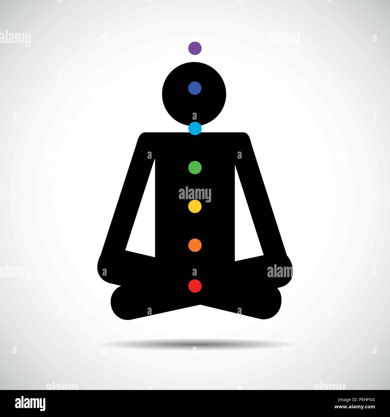 Lo Yoga pictorgam in una lotus rappresentano punti chakra illustrazione vettoriale EPS10 Illustrazione Vettoriale