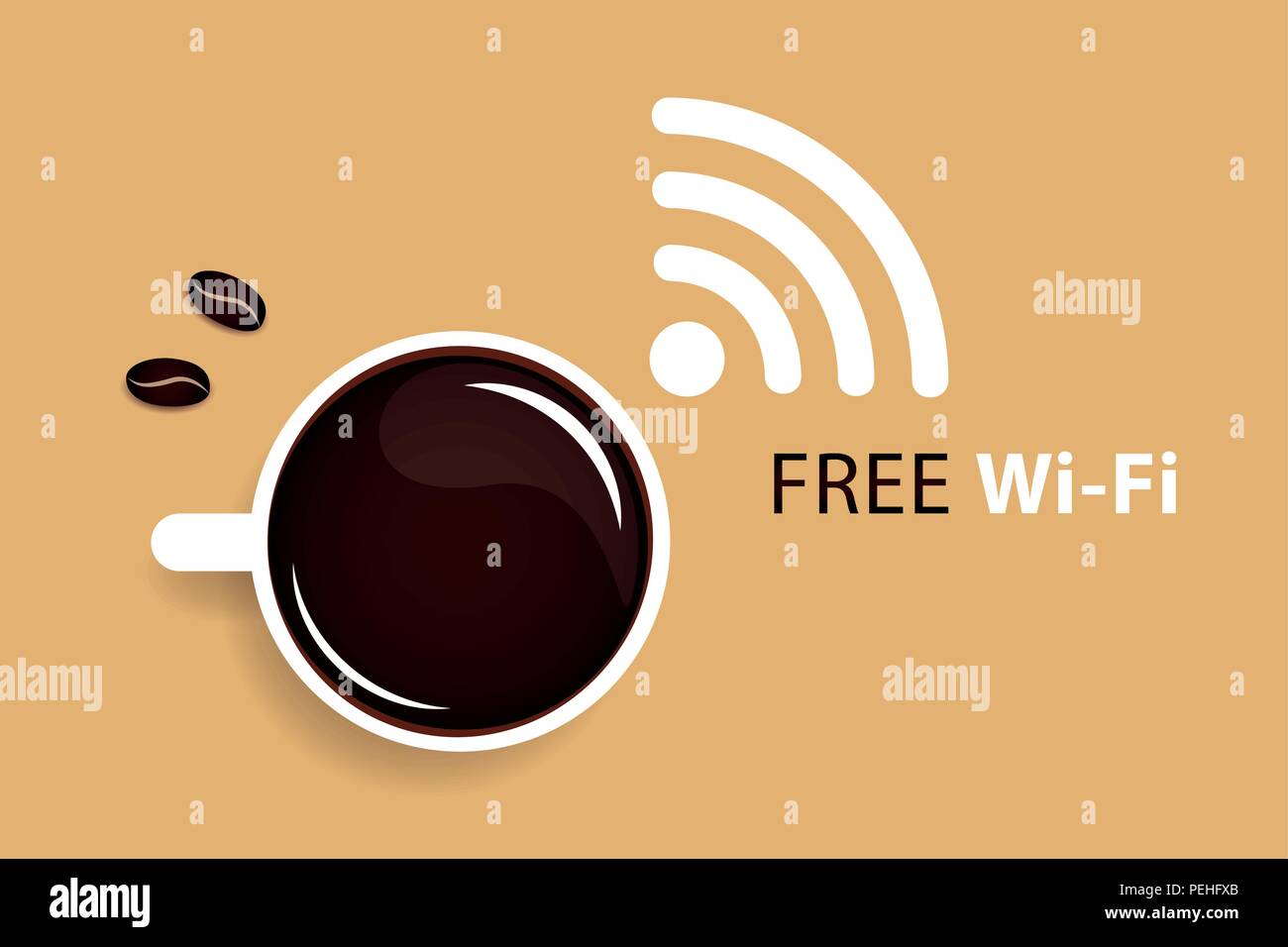 La connessione internet wireless gratuita simbolo nero caffè illustrazione vettoriale EPS10 Illustrazione Vettoriale