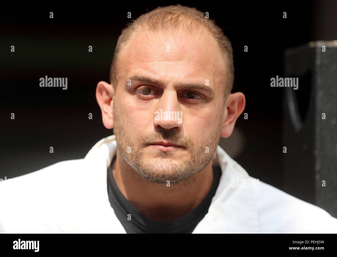 Francesco Pianeta durante l'allenamento pubblico al Castello di Corte Shopping Centre di Belfast. Stampa foto di associazione. Picture Data: mercoledì 15 agosto, 2018. Vedere PA storia il pugilato Belfast. Foto di credito dovrebbe leggere: Liam McBurney/PA FILO Foto Stock