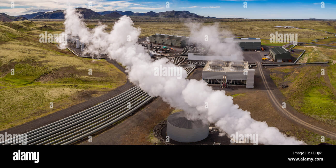 Hellisheidi Centrale geotermica, Islanda Foto Stock