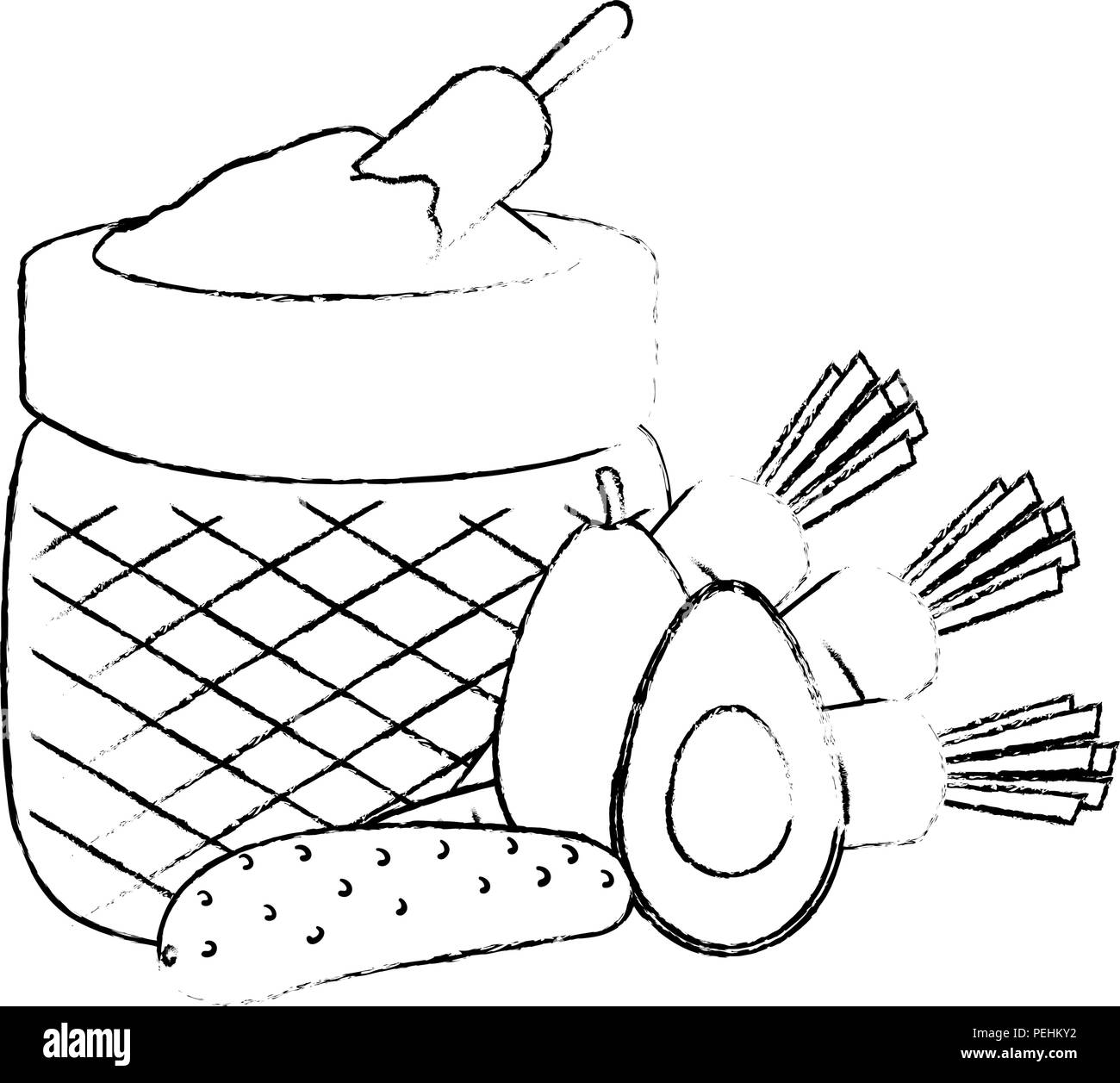 Sacco di farina con verdure Illustrazione Vettoriale