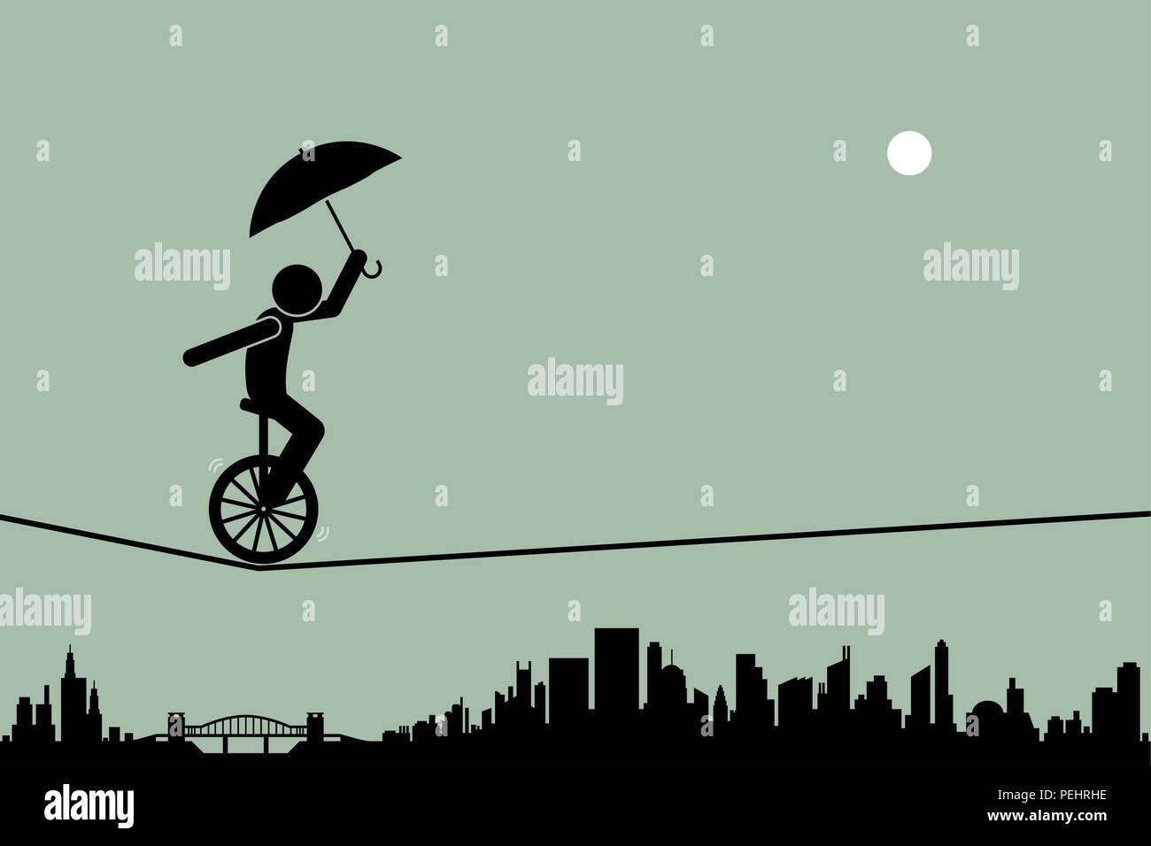 Opere del vettore rappresenta il rischio e pericolo, e circo stunt. Illustrazione Vettoriale