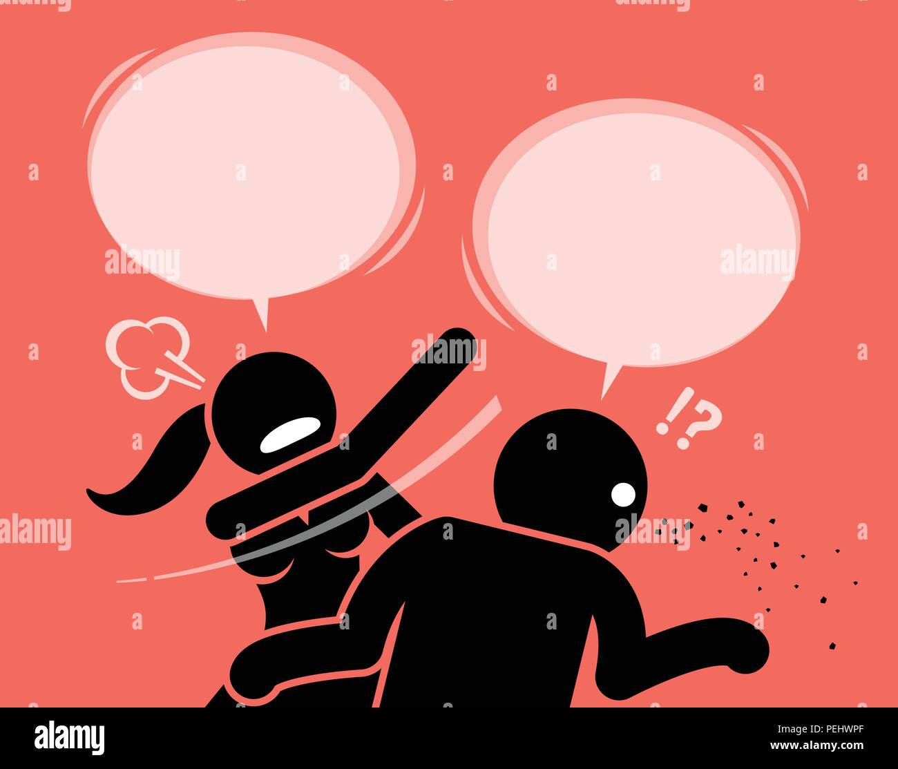 Ella schiaffi lui duro sul viso e chiedendogli di shut up e chiudere la sua bocca sporca. Illustrazione Vettoriale
