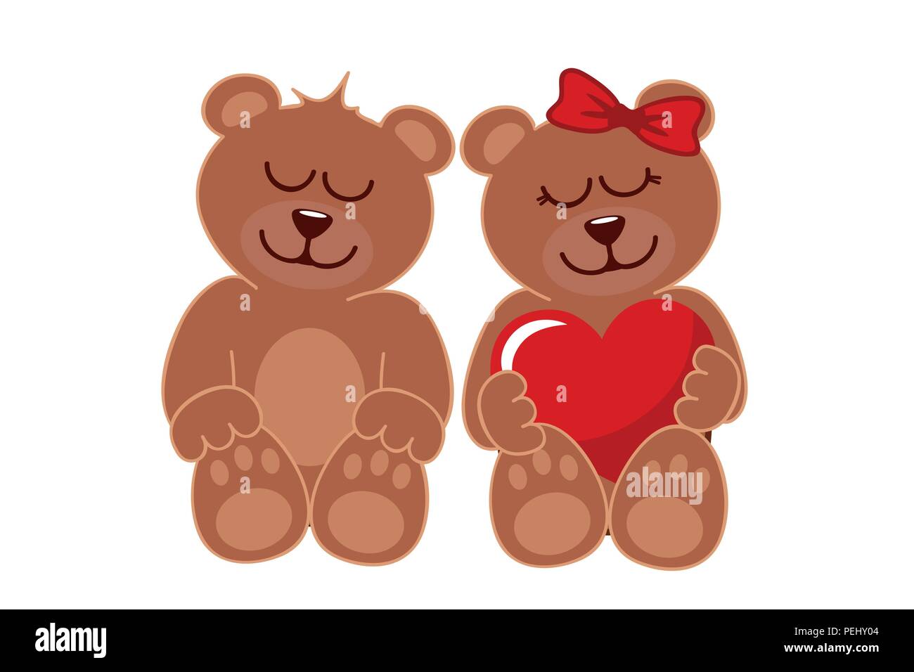 Due brown orsetti un ragazzo e una ragazza illustrazione vettoriale EPS10 Illustrazione Vettoriale