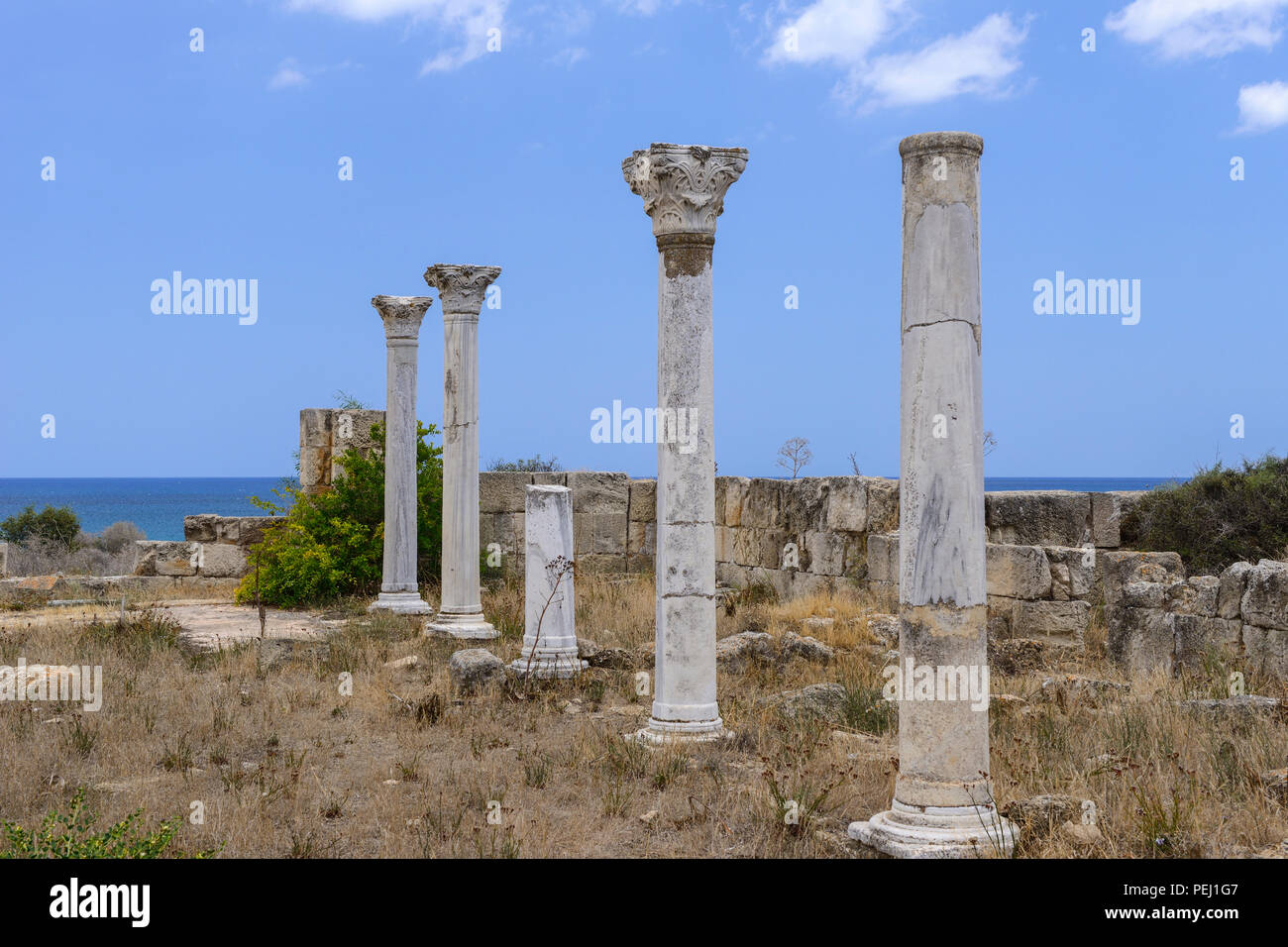 Basilica Paleocristiana Kampanopetra a Salamina vicino a Famagosta (Gazimagusa), Repubblica Turca di Cipro del Nord Foto Stock
