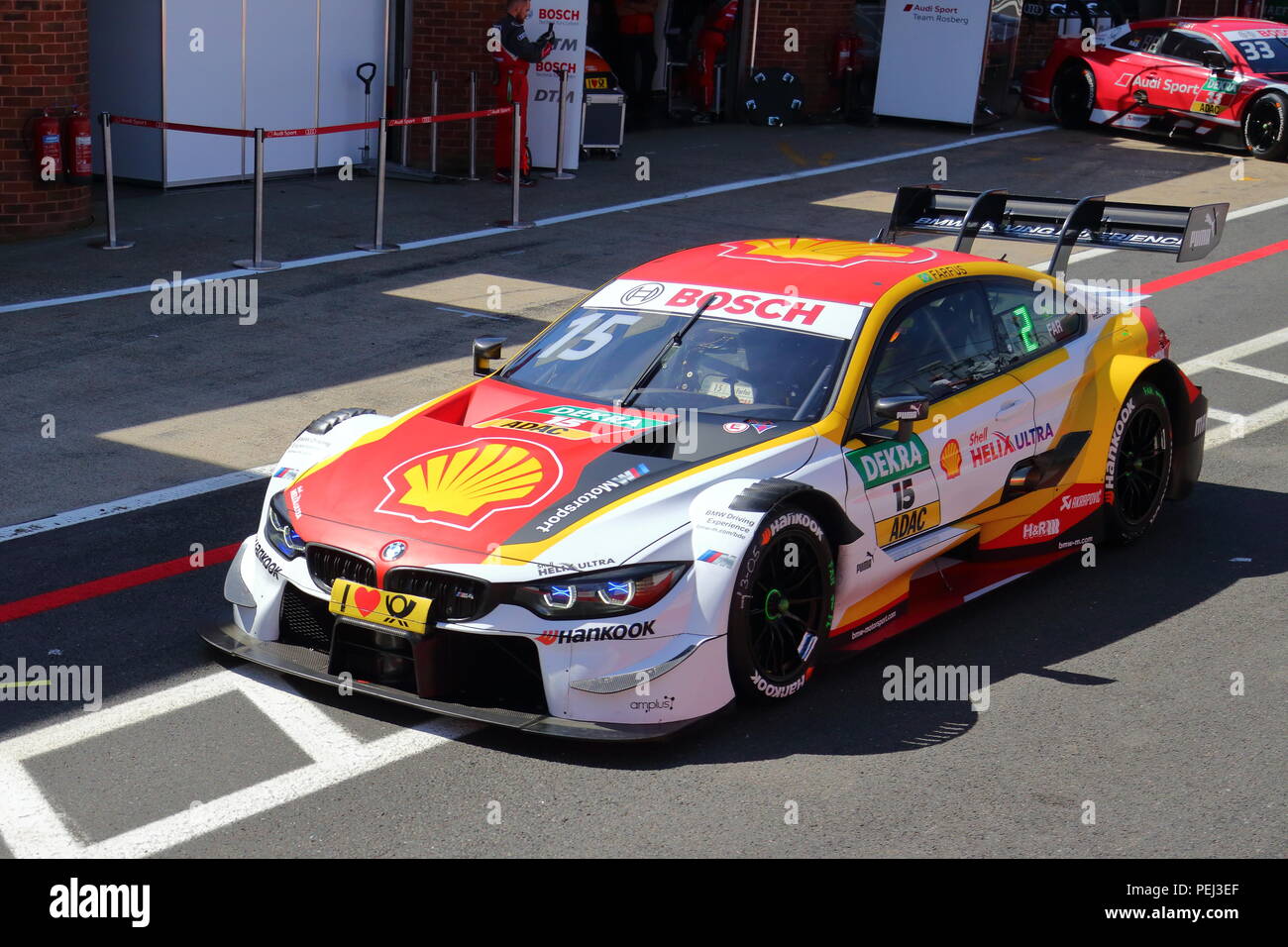 Augusto Farfus nella sua BMW alla gara DTM 2018 sul circuito di Brands Hatch, REGNO UNITO Foto Stock