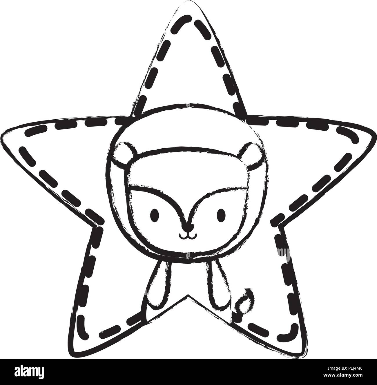 Carino lion in forma a stella su sfondo bianco, illustrazione vettoriale Illustrazione Vettoriale