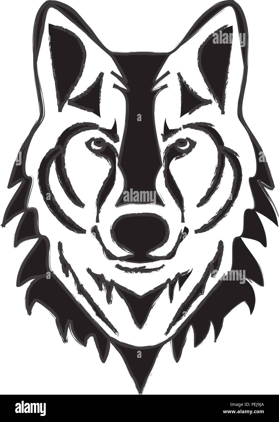 Illustrazione vettoriale di una testa di lupo silhouette Illustrazione Vettoriale