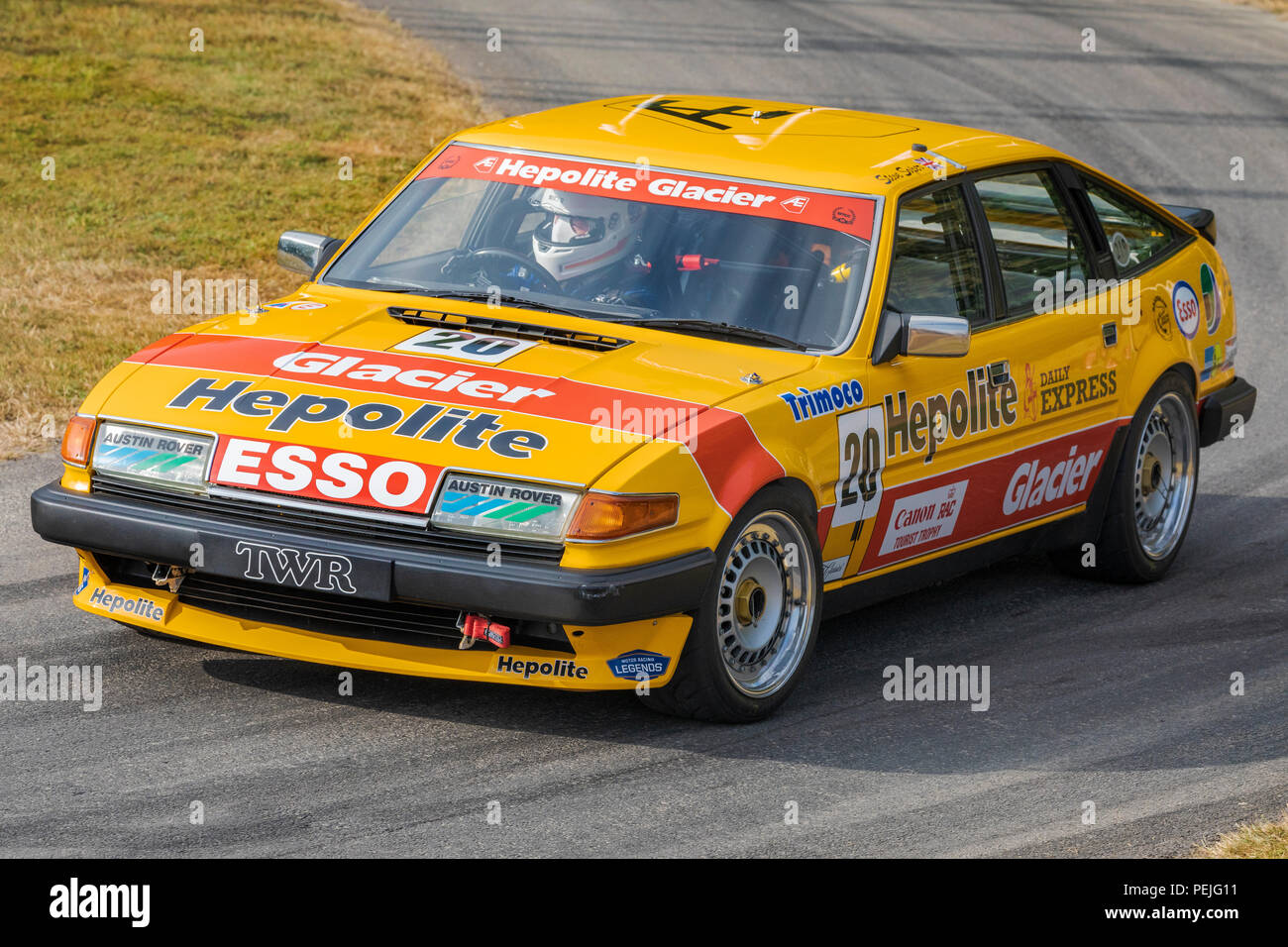 1983 Rover SD1 Vitesse, originariamente disputato da Steve Soper, qui guidati da Ken Clarke all'2018 Goodwood Festival of Speed, Sussex, Regno Unito. Foto Stock
