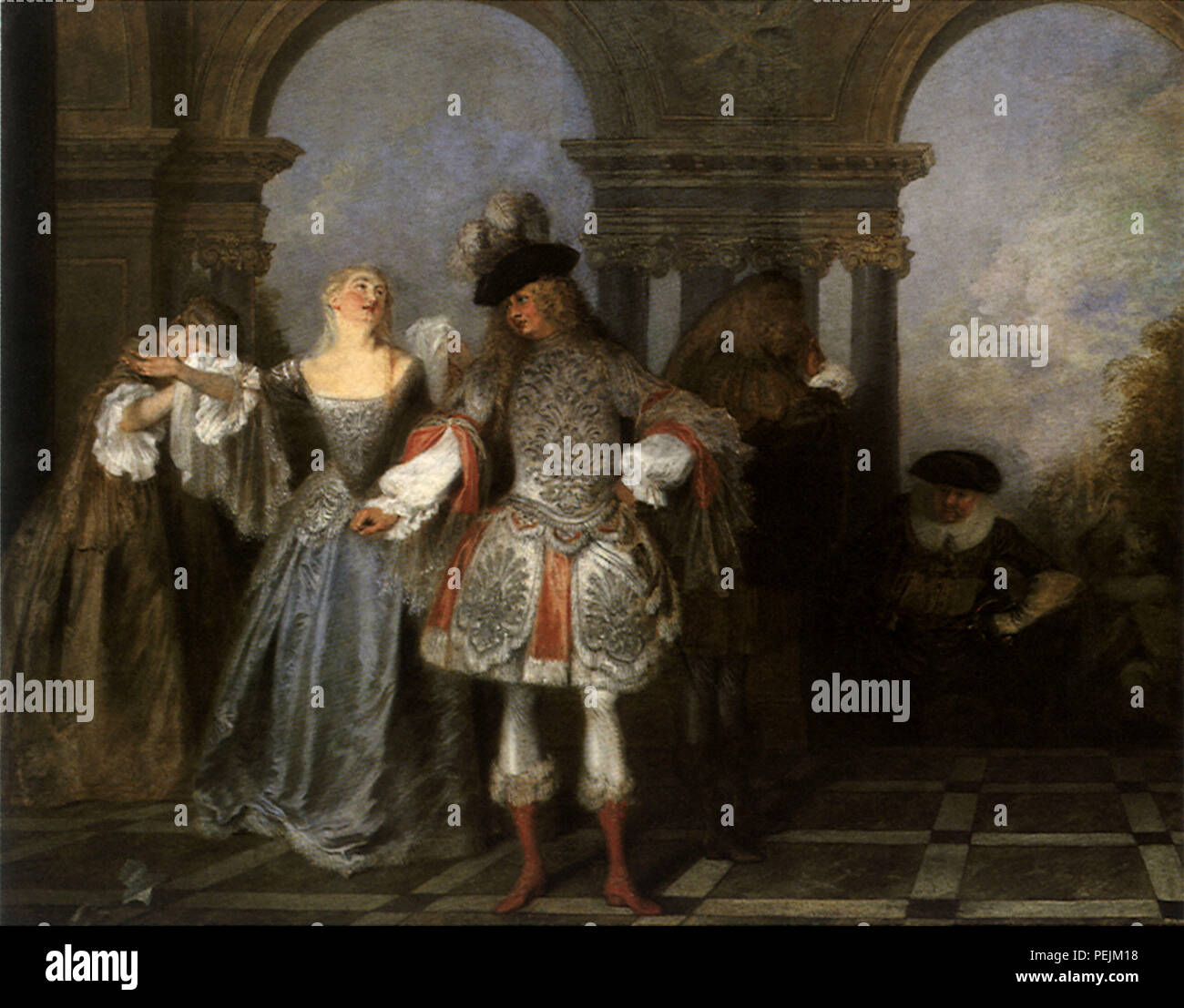 Comedie Français Scena, Watteau, Jean-Antoine Foto Stock