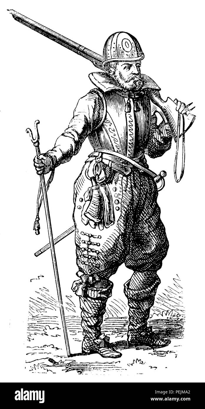 Musketeer dal primo quarto del XVII secolo, Foto Stock