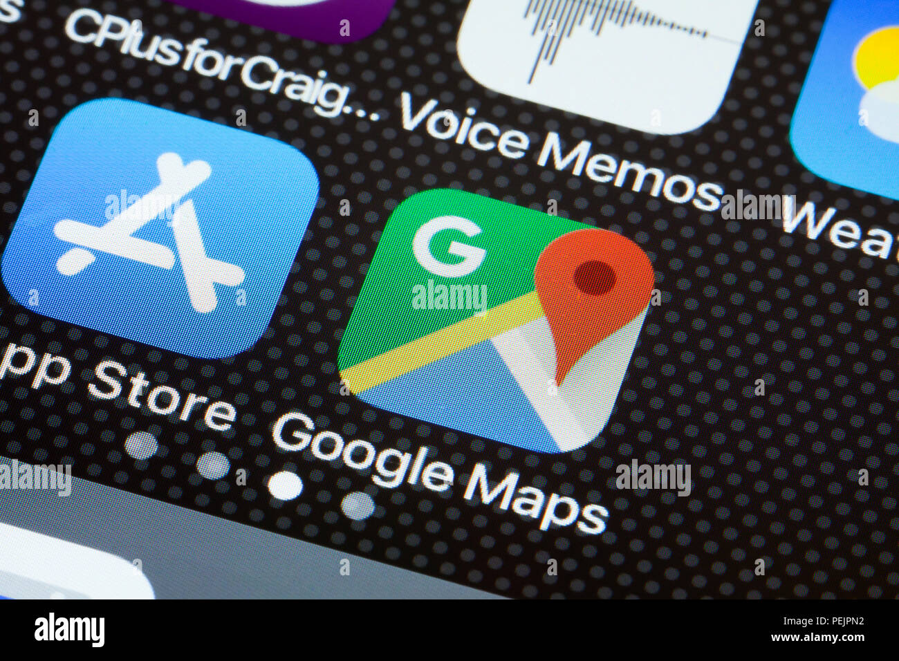 Google Maps app sulla schermata di iPhone - USA Foto Stock