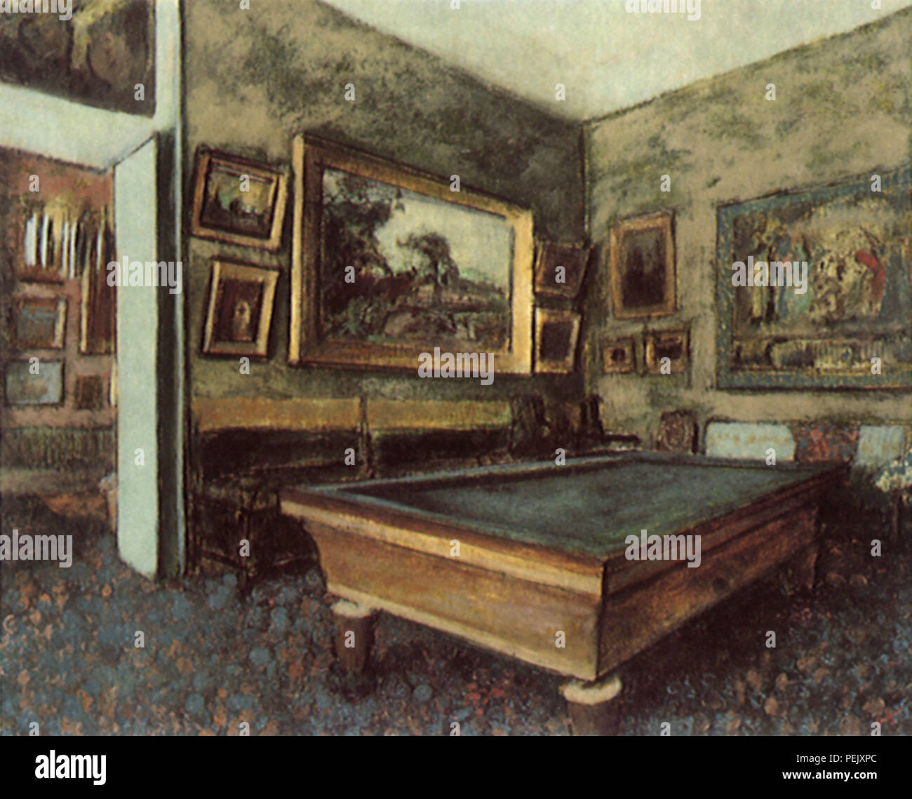 La sala biliardo a Menil-Hubert, Degas Edgar Foto Stock