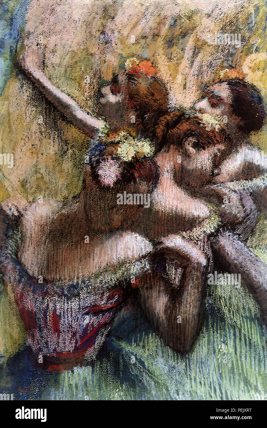 Quattro ballerine eseguire, Degas Edgar Foto Stock