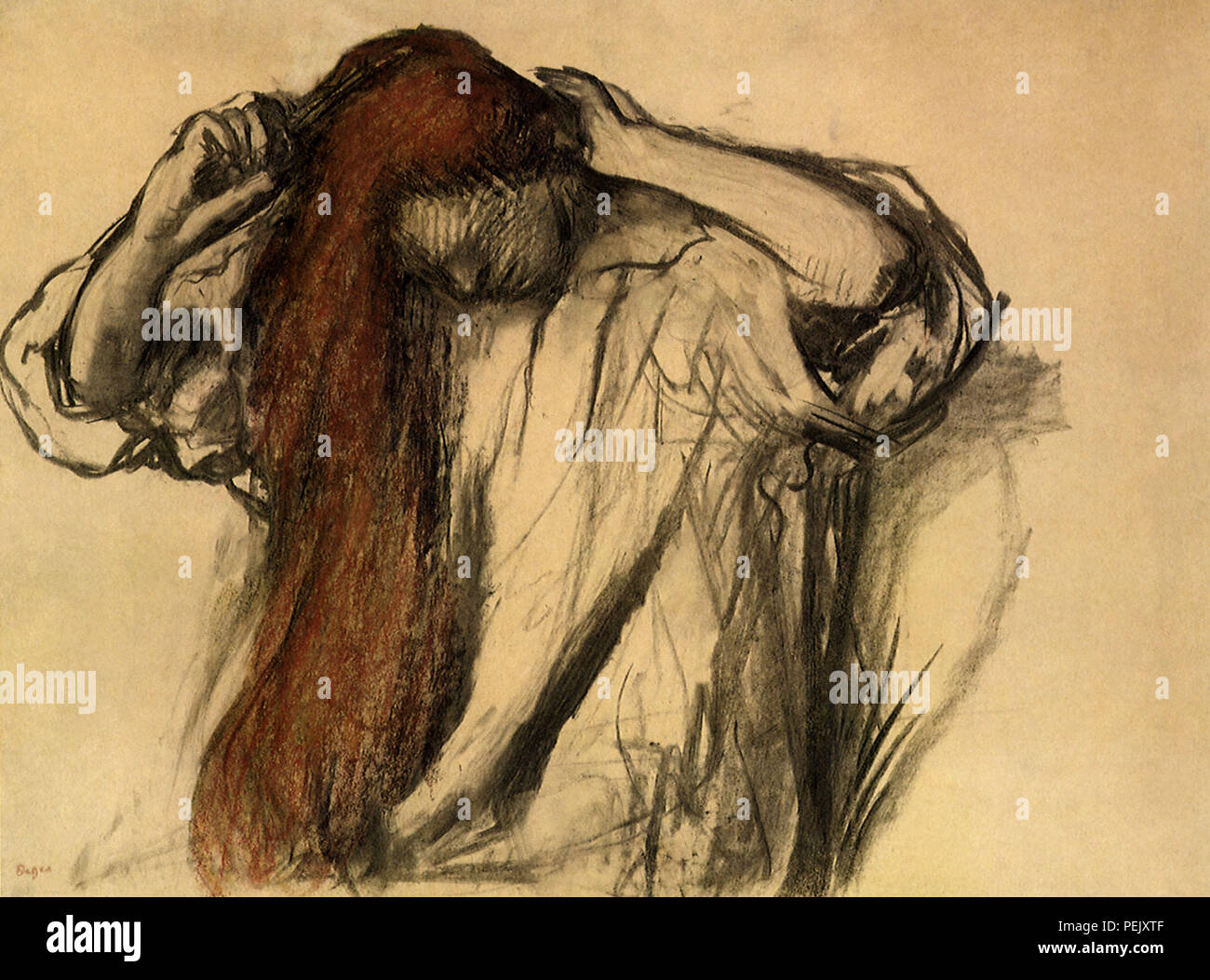 Donna capelli pettini, Degas Edgar Foto Stock