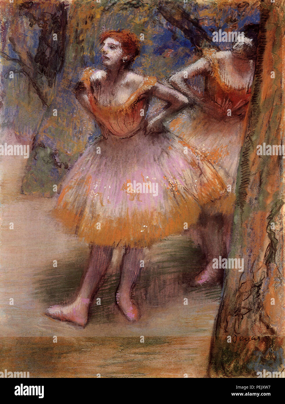 Ballerini di attendere in ali, Degas Edgar Foto Stock