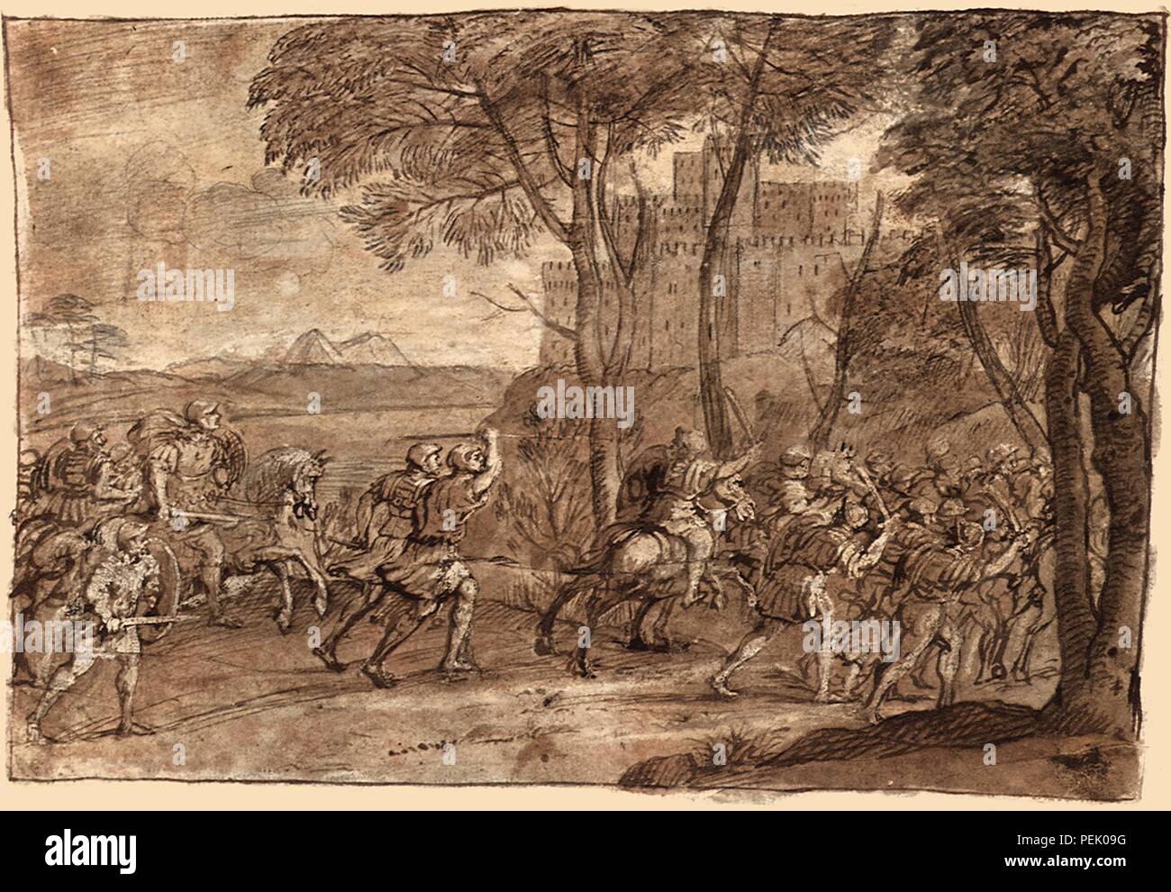 Assalto di una cittadella, Lorrain Claude, o gel di Claude Foto Stock