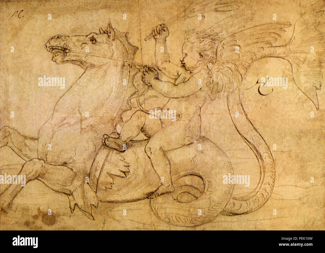 Putto e cavalluccio marino, Romano, Giulio Foto Stock