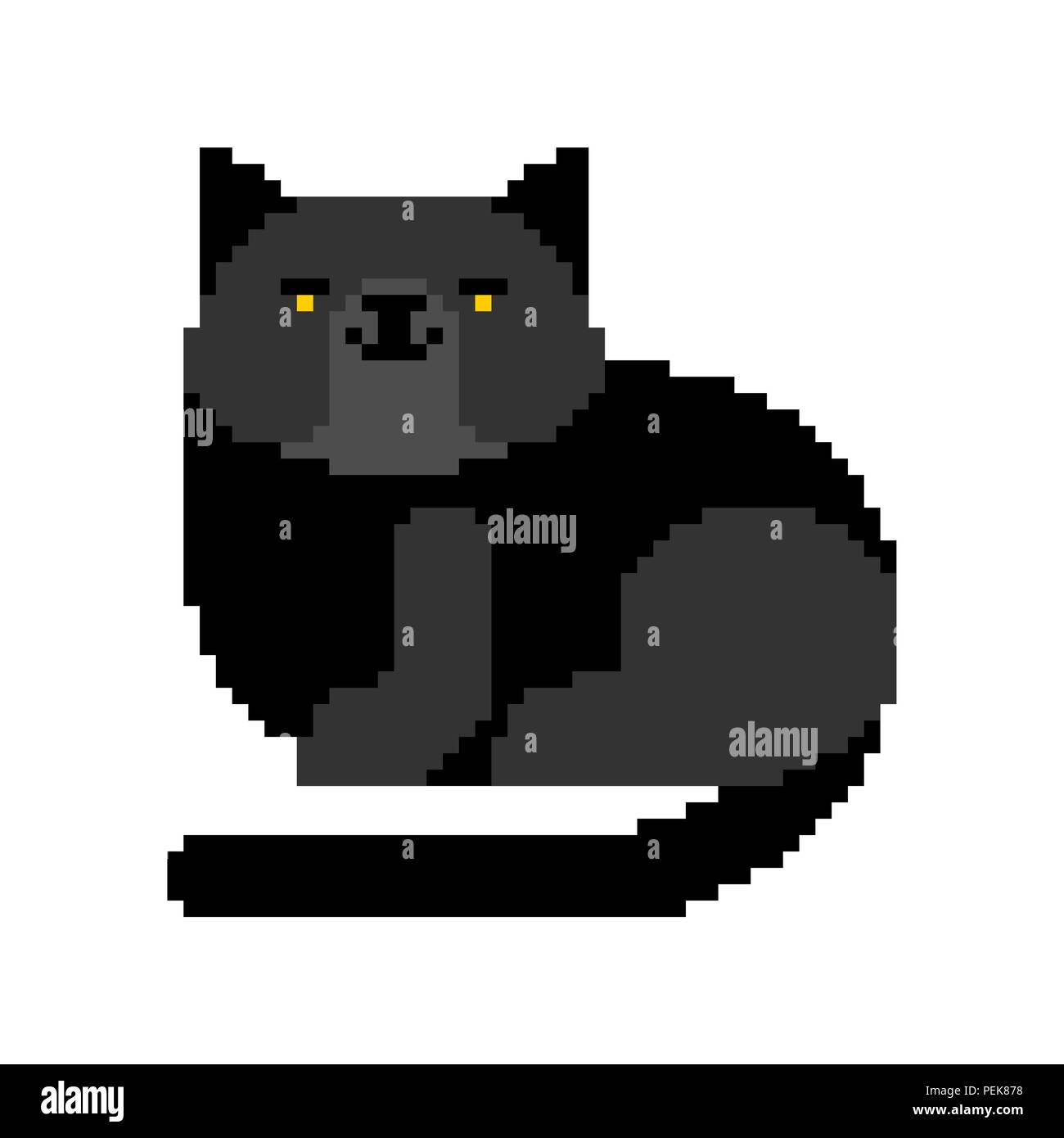 Gatto nero pixel art. 8 bit digital home pet. Illustrazione Vettoriale Illustrazione Vettoriale