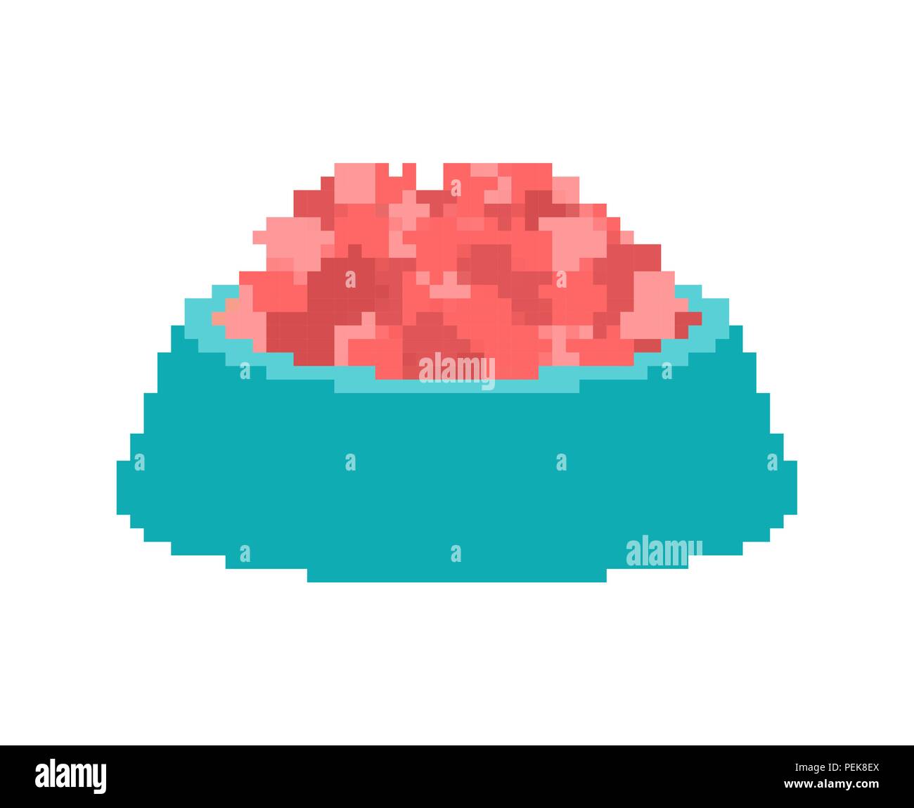 Il Pet food bowl pixel art. 8 bit di cane e di gatto piastra. Illustrazione Vettoriale Illustrazione Vettoriale